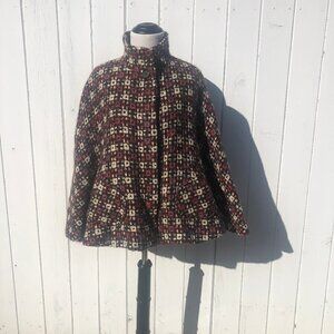 Searle Wool Multi Color Button Front Cape